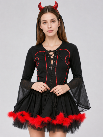 Vampire cosplay costume with lace-up detailing and a full skirt Costumes detail 2