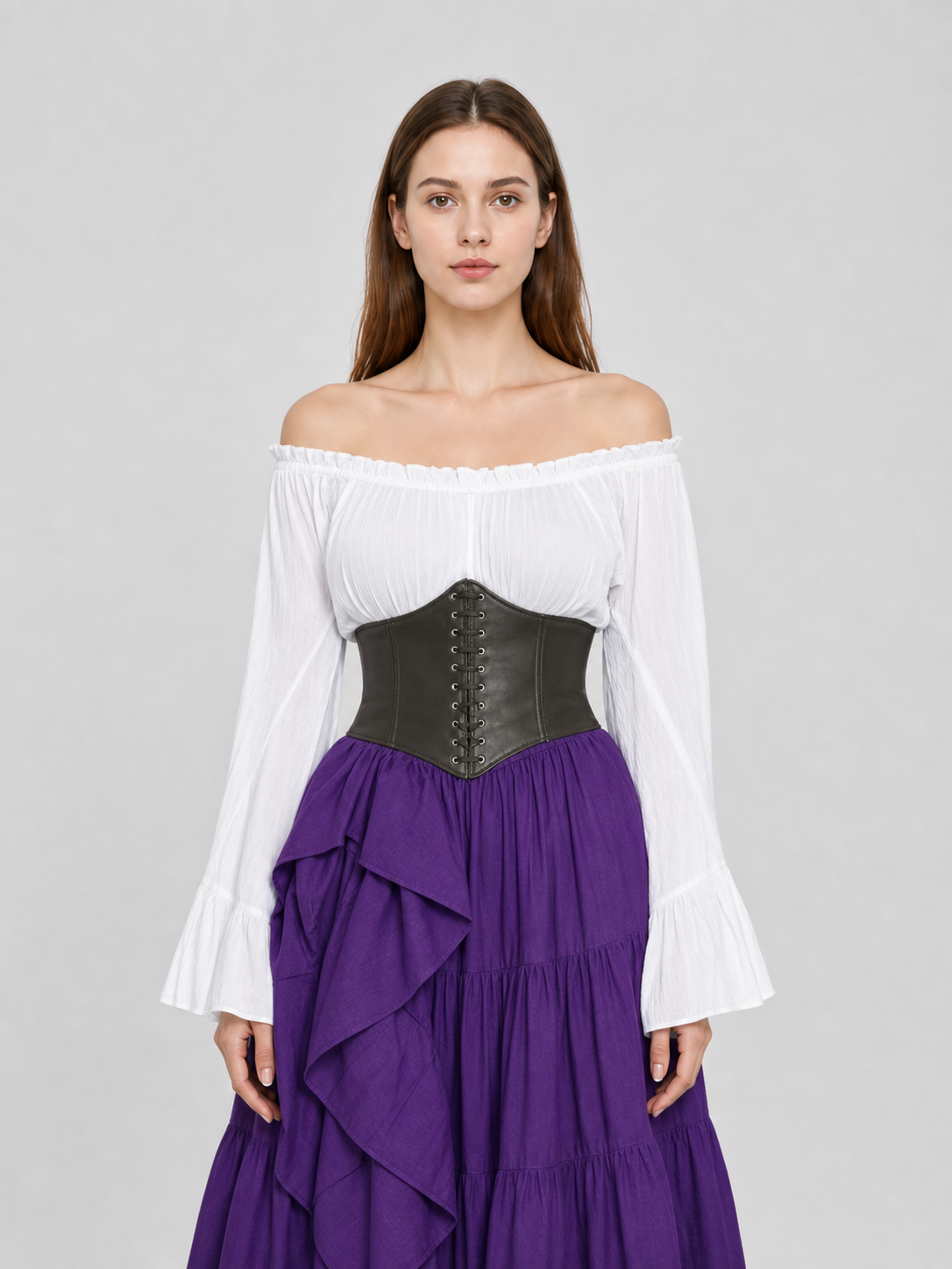 Historical Costume with Corset and Tiered Skirt