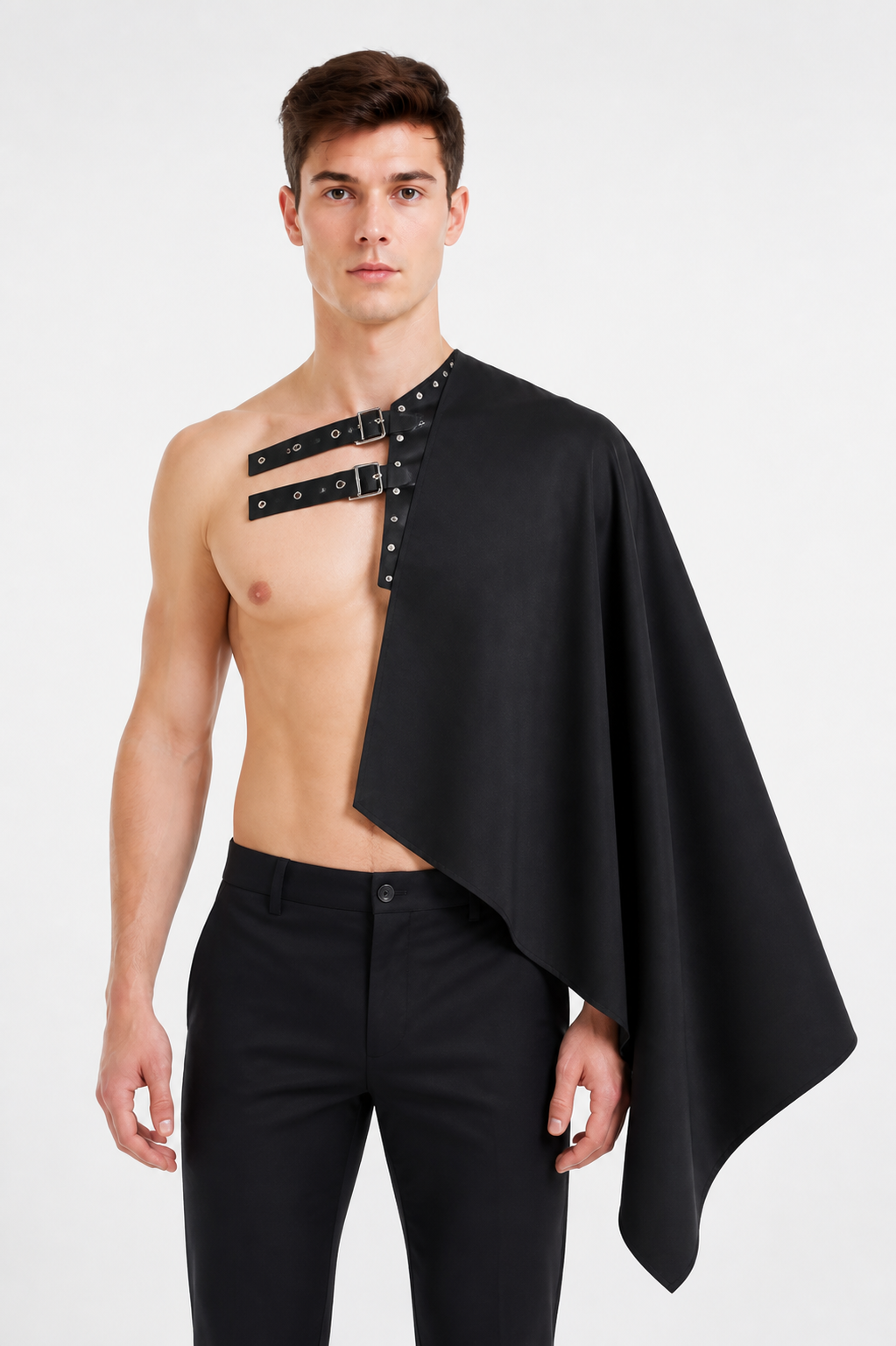 Hooded Cape with Asymmetrical Cut