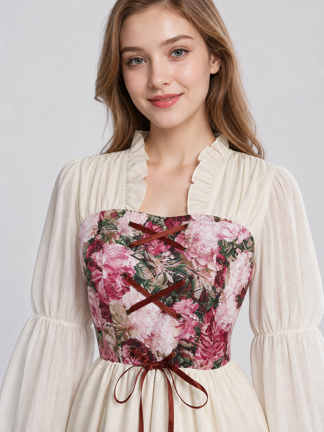 Vintage Medieval Ruffled Corset Dress