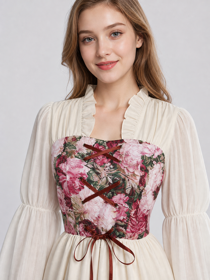 Vintage Medieval Ruffled Corset Dress