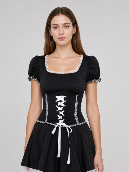 Lace-Up Stage Dress with Lace Costume Dresses detail 2