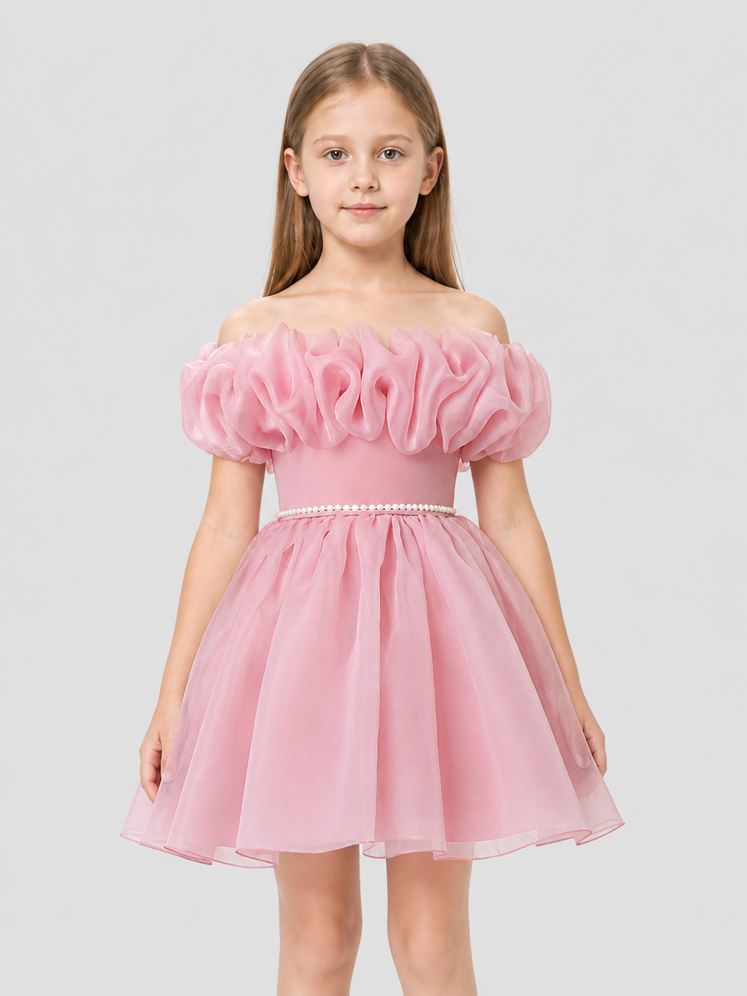 Girls' Tutu Dress with a Full Skirt and Pearl Waist Belt Costume Dresses detail 3