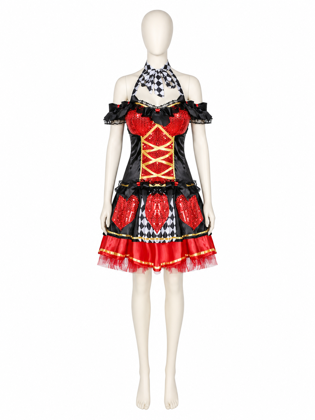 Clown Costume with a Full Skirt and Bow on the Straps Costume Accessories detail 2