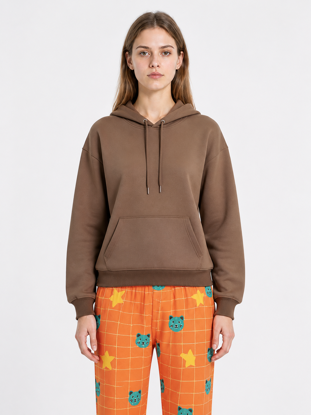 Hooded Pajama Set with Pocket and Print product detail 3