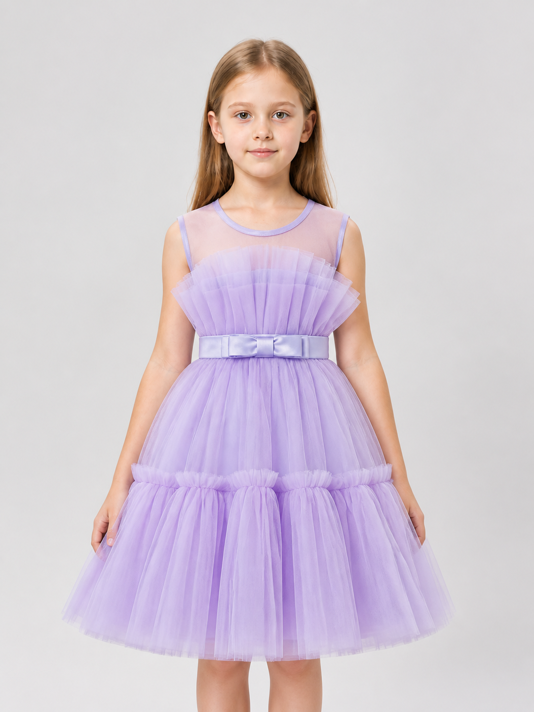Dressy Layered Dress with Full Skirt and Bow Costume Dresses detail 3