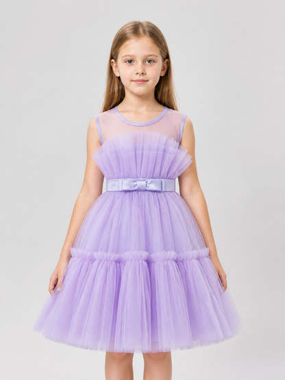Dressy Layered Dress with Full Skirt and Bow Costume Dresses detail 3