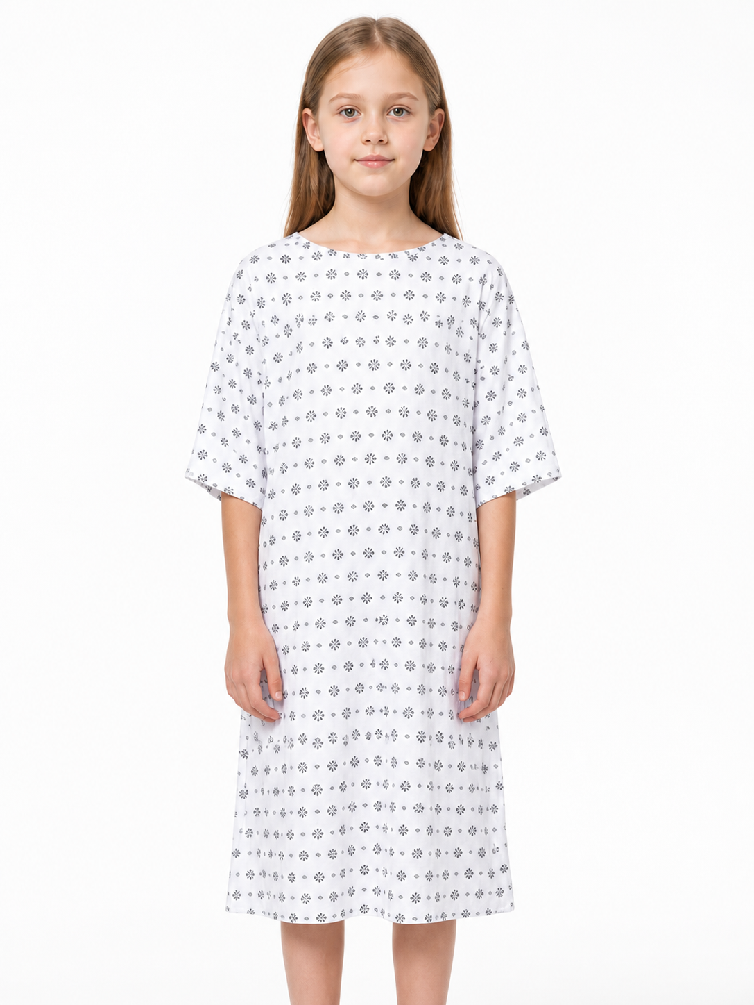 White Eleven Cosplay Dress with Black Flowers Costume Dresses detail 3