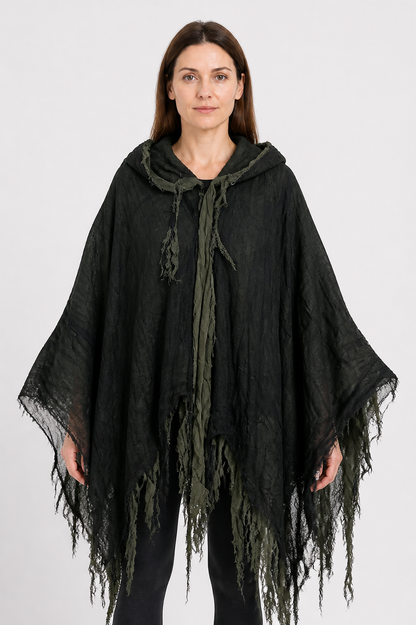 Cloak Cape with a Pointed Hood and Tattered Fringe Costume Capes detail 3
