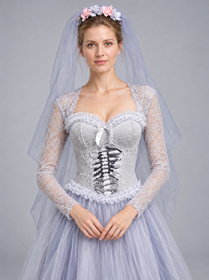 Costume Dress with Veil and Floral Wreath Costume Dresses detail 2