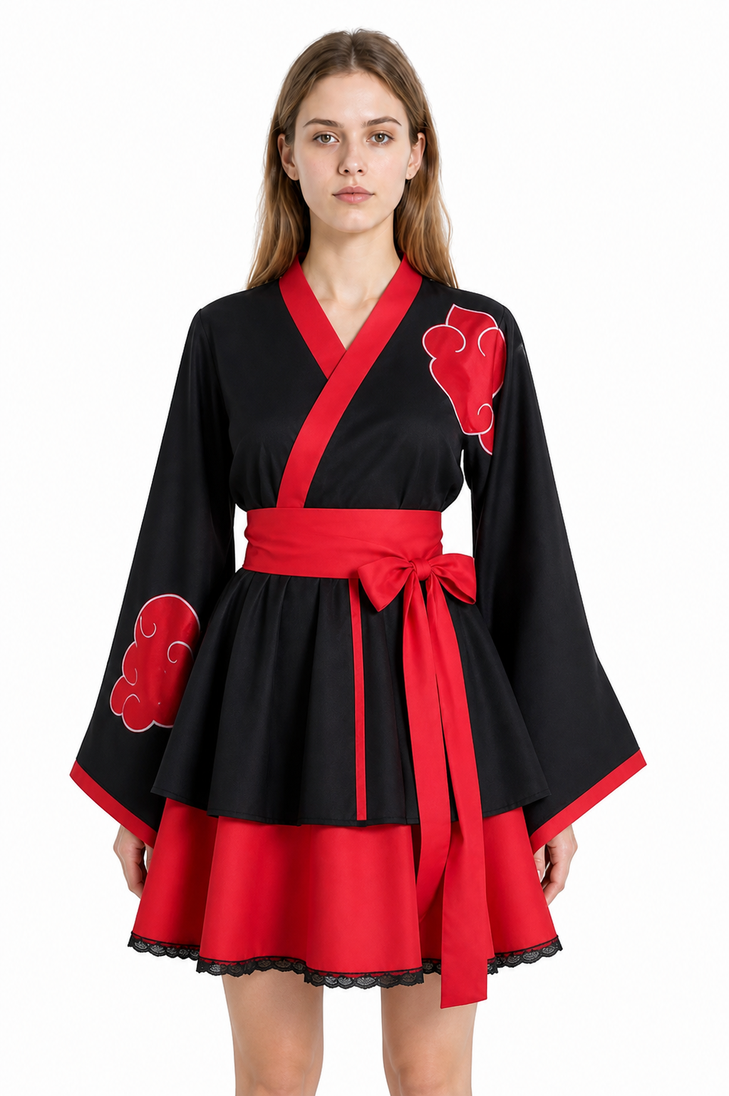Black Anime Cosplay Dress with Red Clouds Costume Dresses detail 3