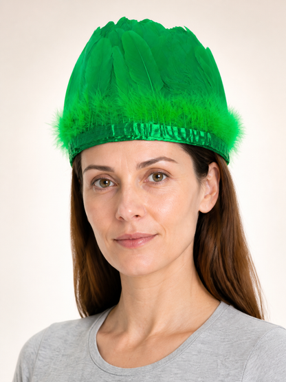 Green Carnival Feather Headpiece Costume Headwear detail 2