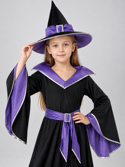 Kids' Witch Costume with Hat and Belt