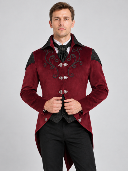Gothic Tailcoat Burgundy with High Collar