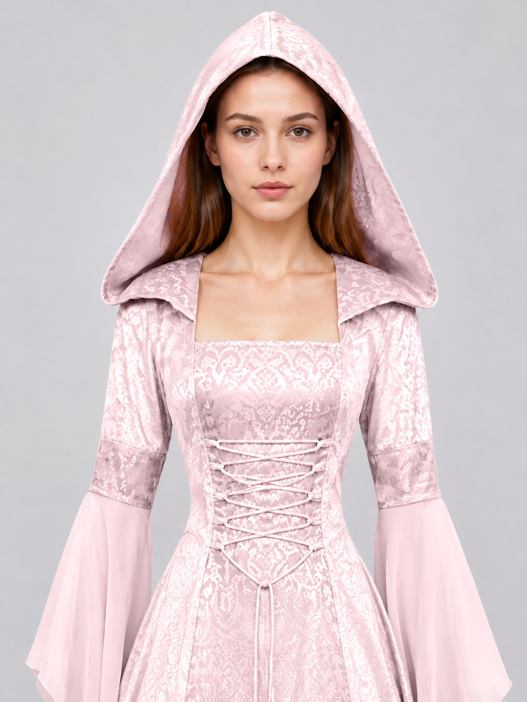 Medieval Hooded Lace-Up Dress Costume Dresses detail 2