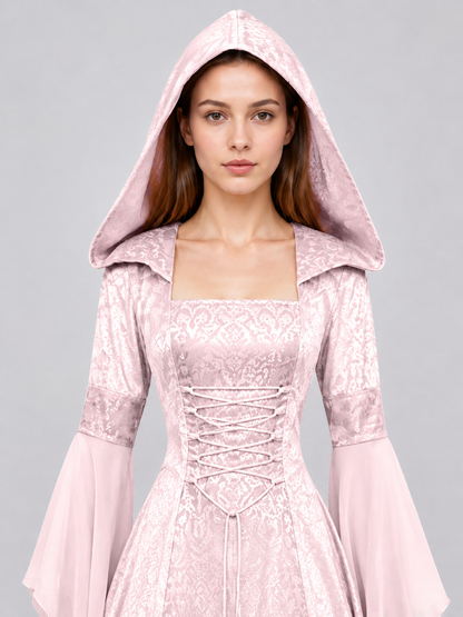 Medieval Hooded Lace-Up Dress Costume Dresses detail 2