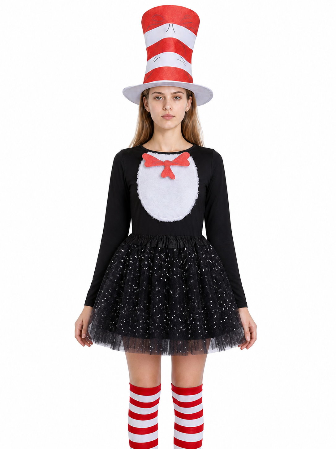 The Cat in the Hat Stage Costume with Hat and Socks Costume Headwear detail 3