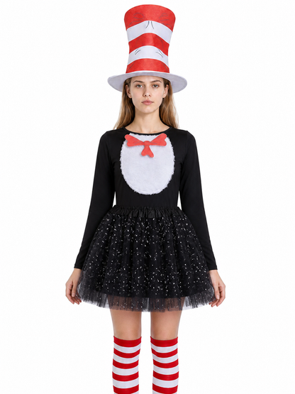 The Cat in the Hat Stage Costume with Hat and Socks Costume Headwear detail 3