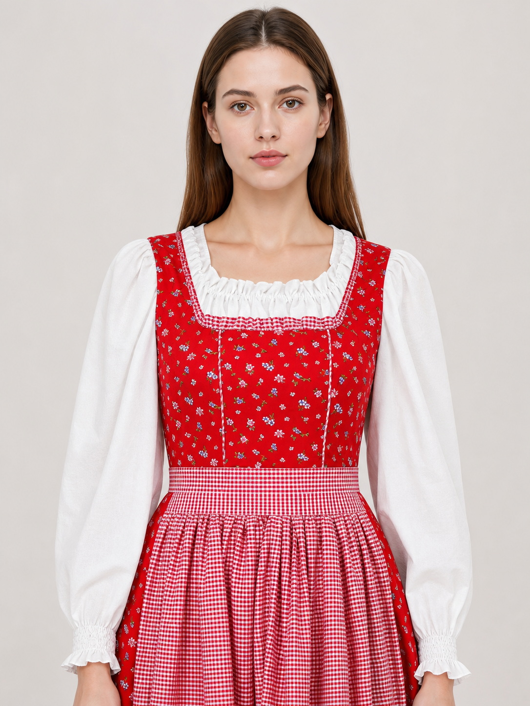 Red Riding Hood Cosplay Dress, Red and White Costume Dresses detail 2