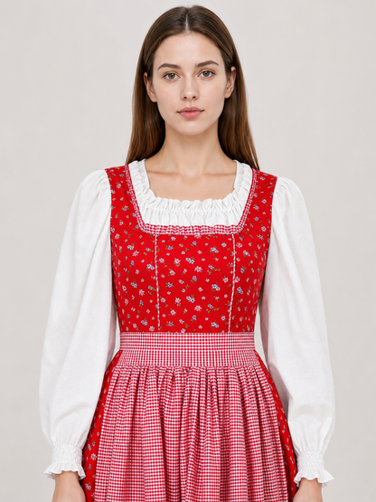 Red Riding Hood Cosplay Dress, Red and White Costume Dresses detail 2