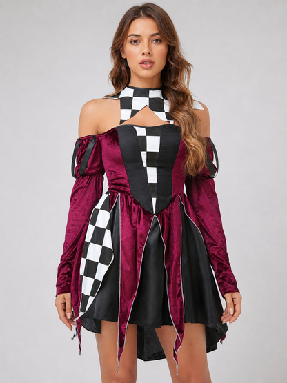 Retro Carnival Dress with Checkered Print