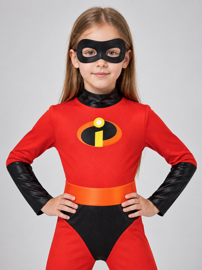 Kids' Superhero Costume Red with Mask and Belt