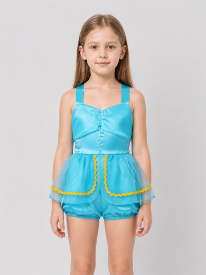 Blue Aladdin-Style Carnival Costume Jumpsuit