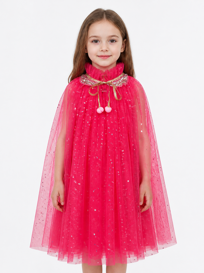 Children’s Pink Tulle Cape with Stars and Bow product detail 3