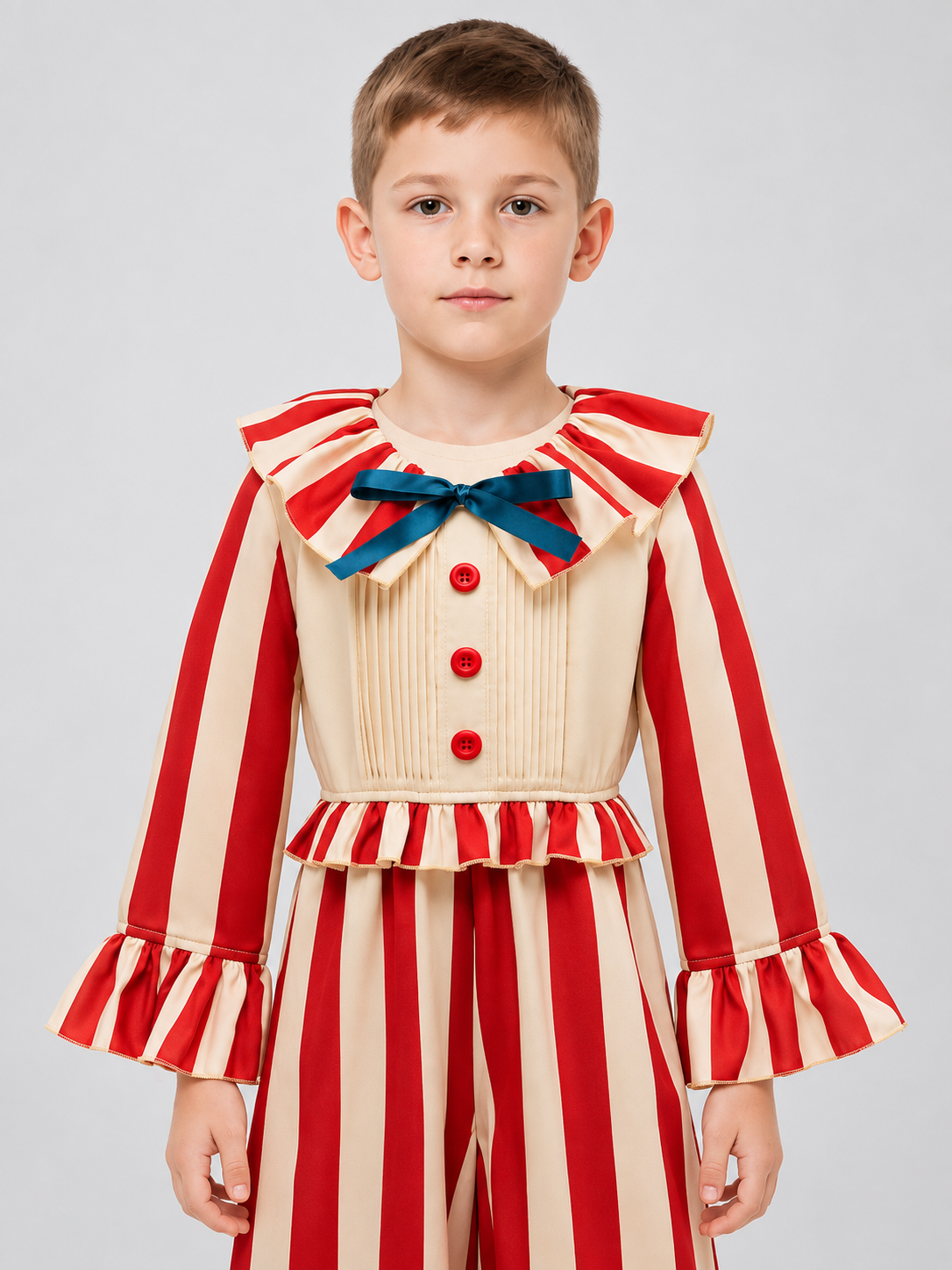 Kids' Striped Carnival Jumpsuit Costume with Bow