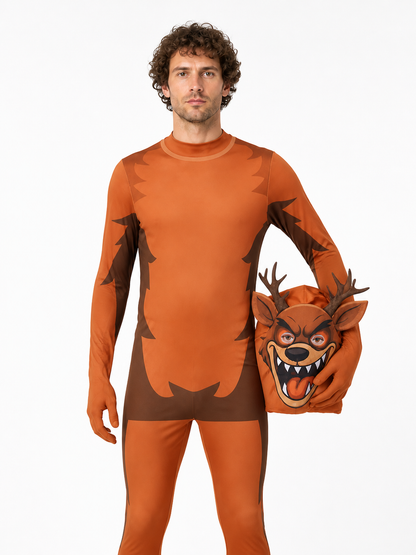 Children's Monster Deer Costume with Antlers and Fangs
