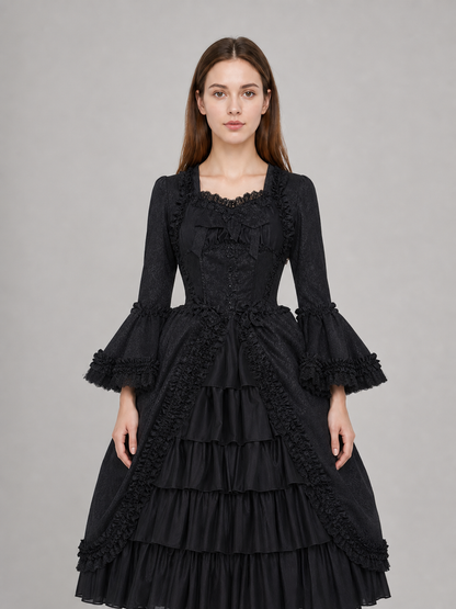 Gothic Victorian Dress with Sleeves and Ruffles