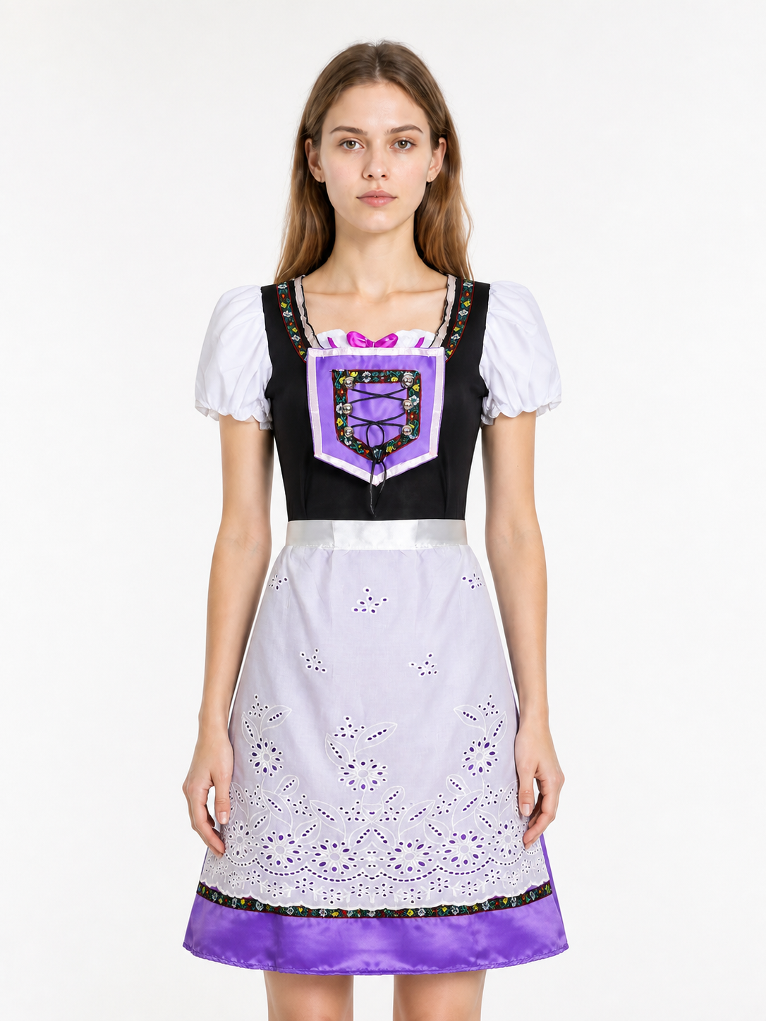 Dress with Floral Embroidery and Puff Sleeves Costume Dresses detail 3