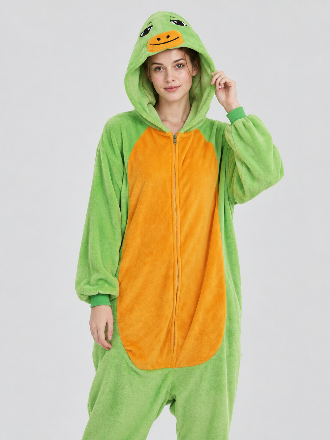 Green Turtle Kigurumi Jumpsuit with Shell and Hood