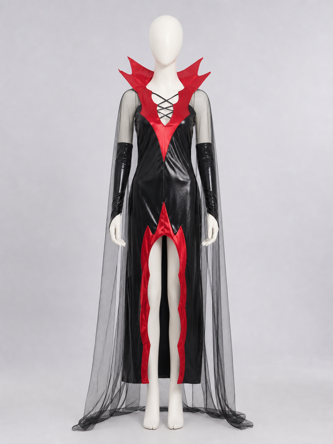 Gothic Vampire Costume with Cape and Lacing