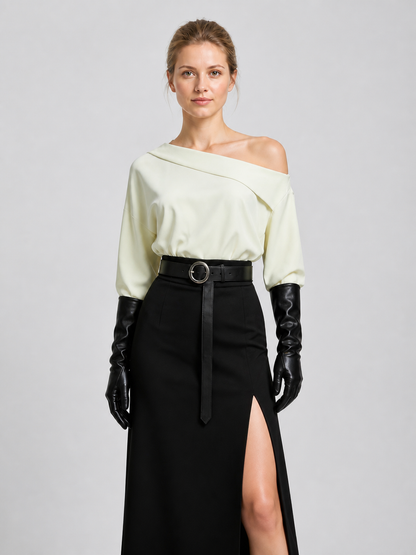Grace RE9 Cosplay: White Blouse and Black Slit Skirt Costumes detail 3