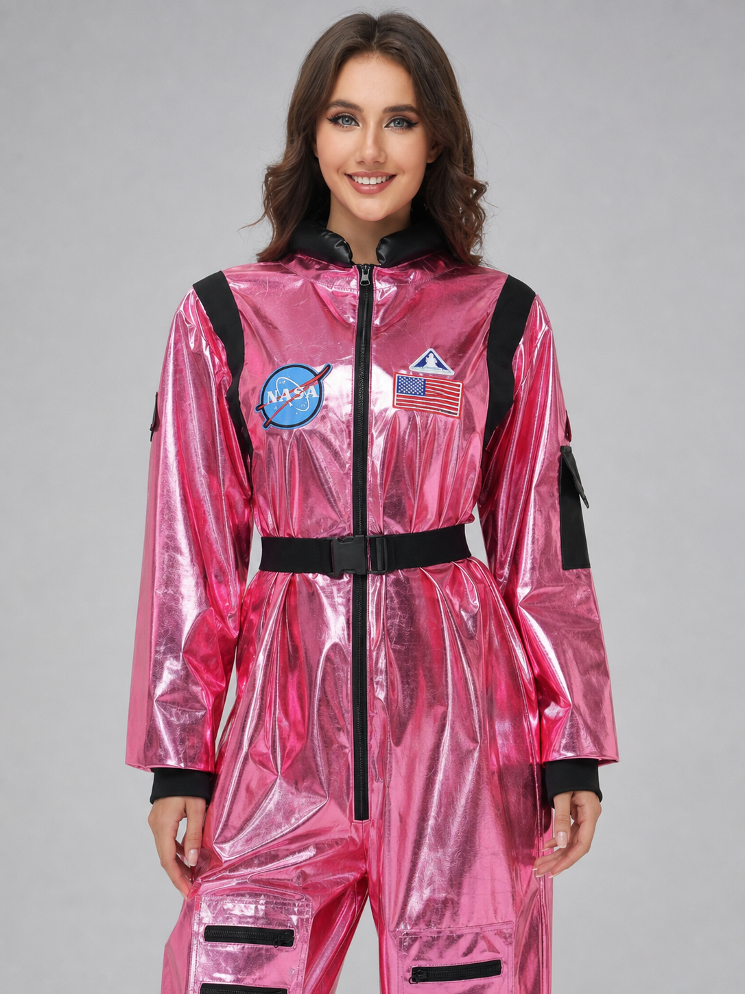 Pink Spacesuit Jumpsuit with Hood and Pockets product detail 2