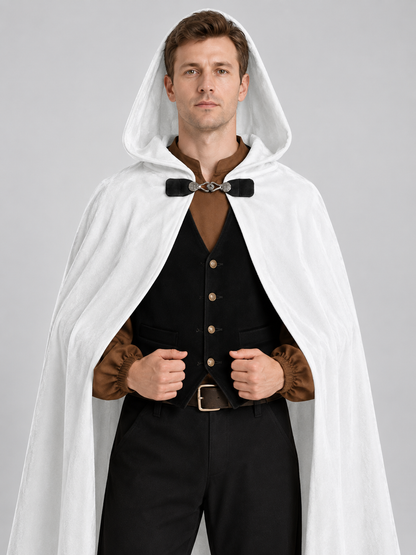 Long White Hooded Cape with Bow