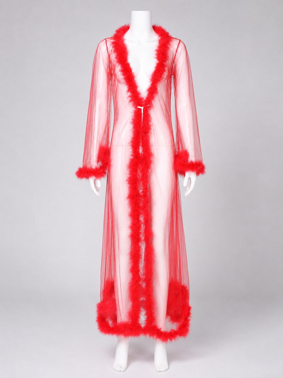 Open-Front Robe with Red Fuzzy Trim
