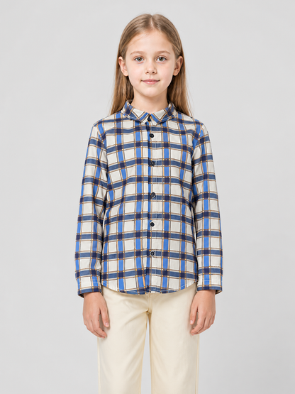 Long-Sleeve Plaid Shirt with Turn-Down Collar product detail 3