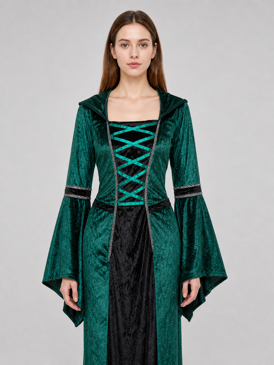 Gothic-Style Hooded Costume Dress