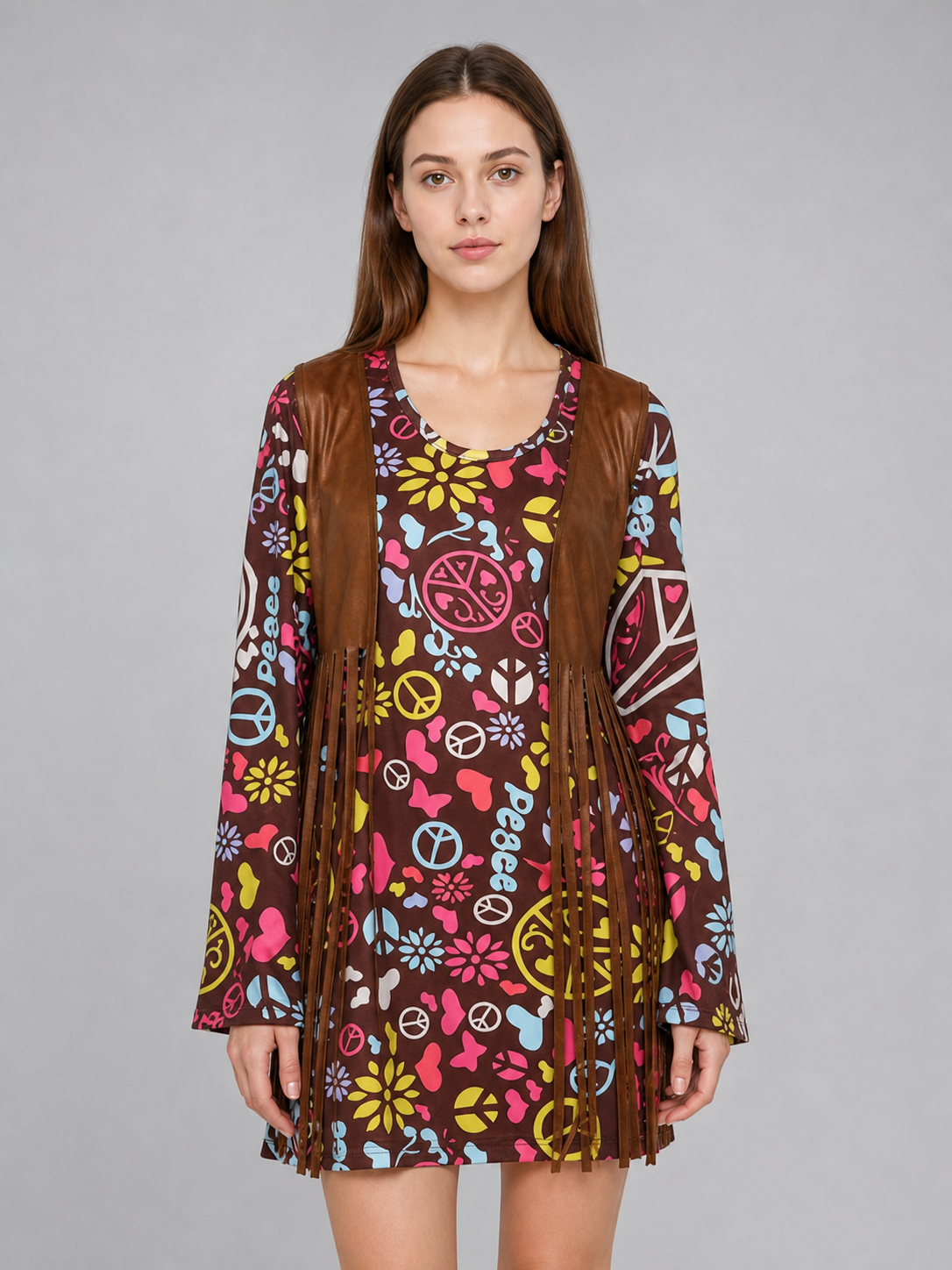 Fringed Carnival Costume with Colorful Print