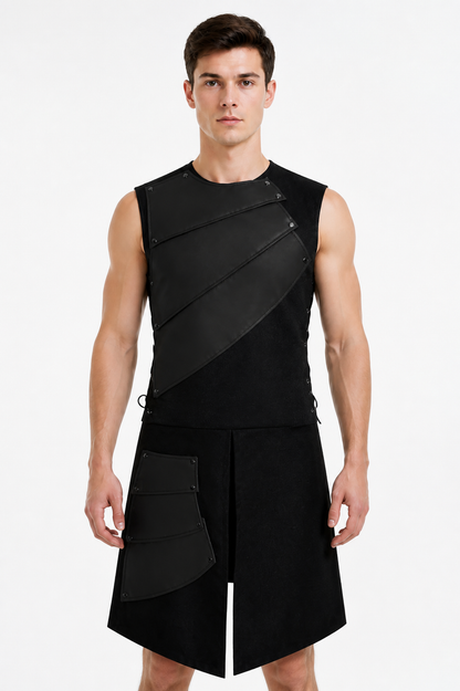 Sleeveless Asymmetrical Jumpsuit with Pocket in Black product detail 2
