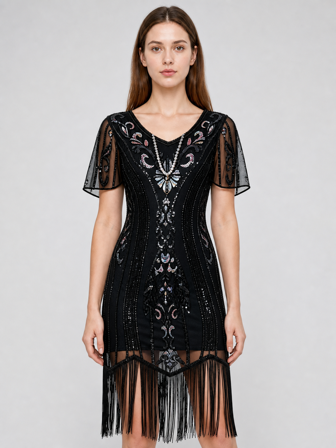 Vintage 1920s Dress with Sequins and Fringe