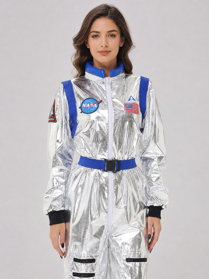 Silver NASA-Style Astronaut Jumpsuit Costume Costumes detail 3