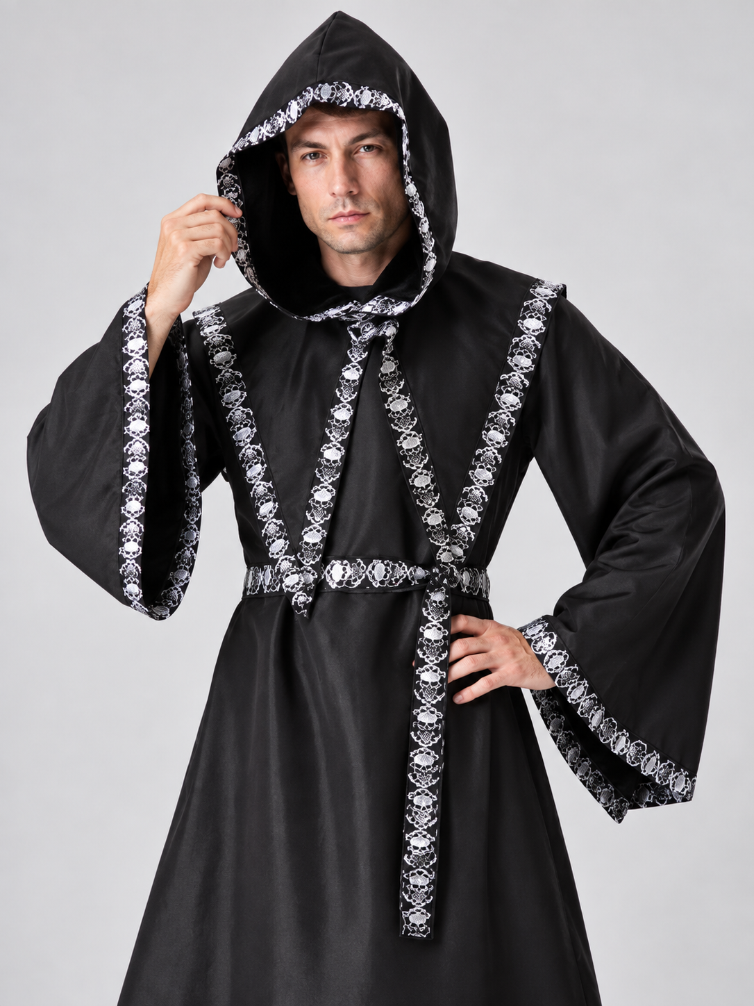Vampire-Style Hooded Costume with Belt