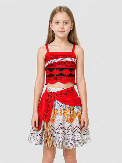 Moana Costume, Red Top and Skirt Set