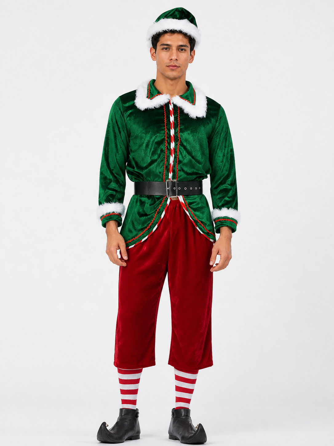 Christmas Elf Costume with White Fur Trim Costumes detail 3