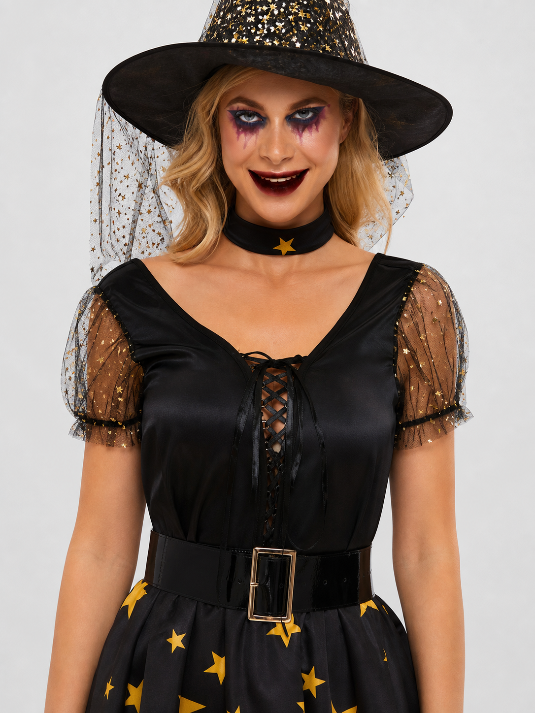 Black Witch Cosplay Dress with Stars