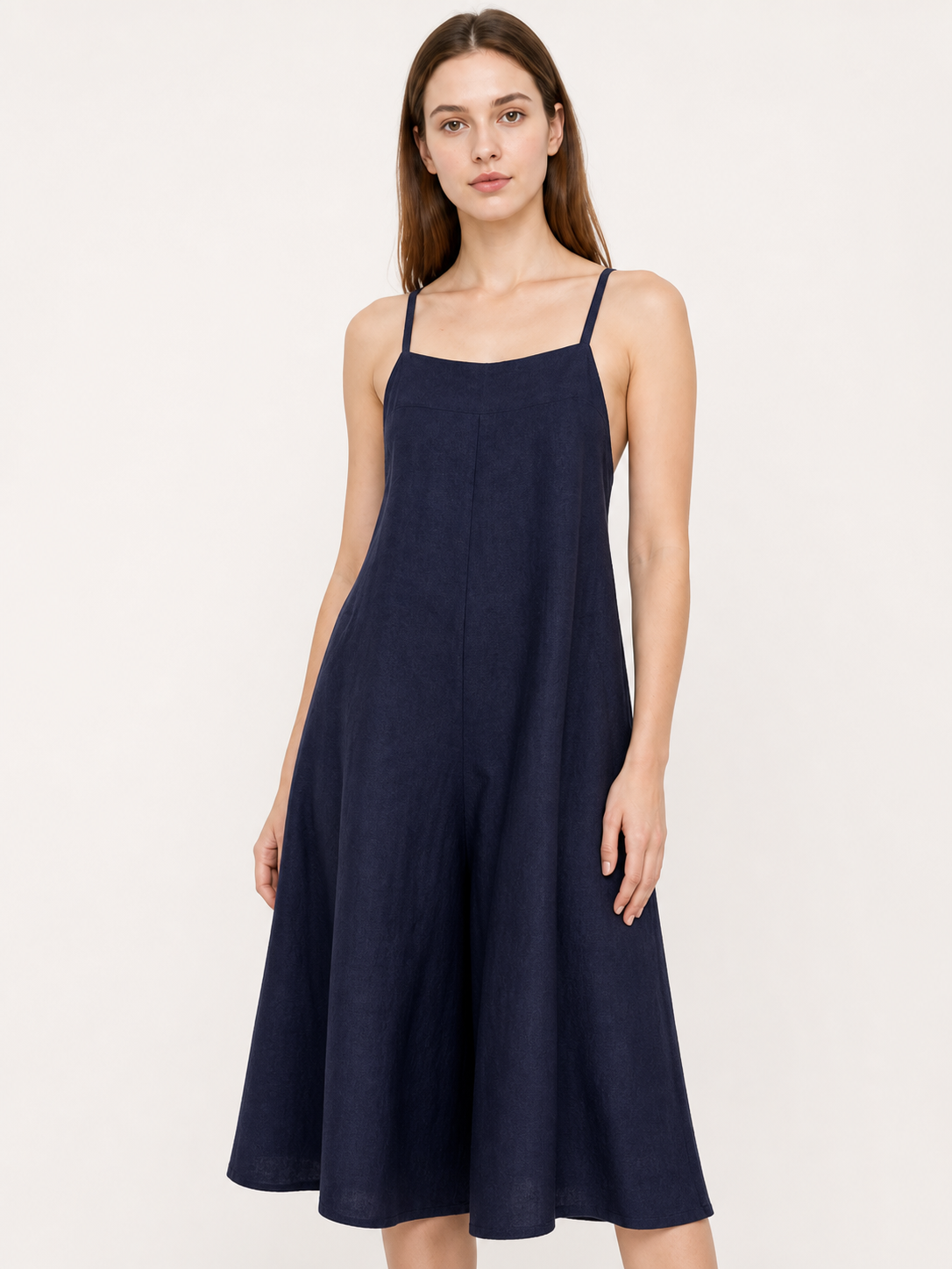 Navy blue wide-leg strap jumpsuit product view 19