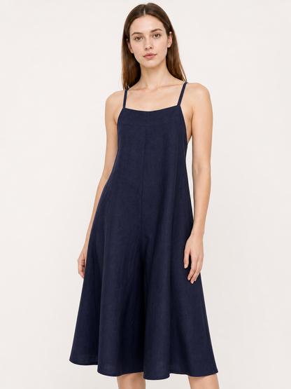 Navy blue wide-leg strap jumpsuit product view 19